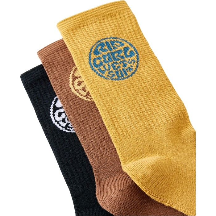 2024 Rip Curl Mens Wetty Crew Sock 3-PK 009MSO - Dusted Chocolate